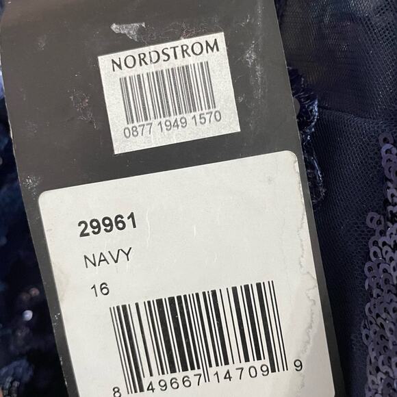 La Femme 29961 Mother of the Bride Navy Floral Sequin Gown Women’s Sz 16 - Picture 7 of 9